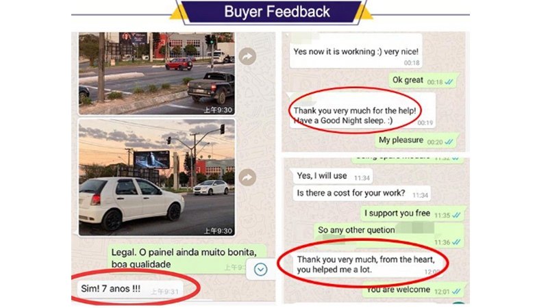 Praise from customers